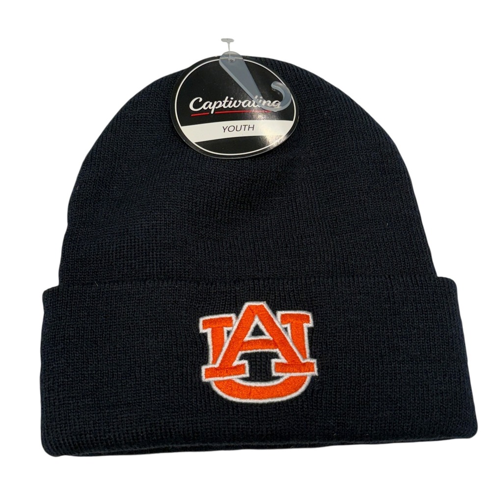 Auburn Tigers‎ Youth Beanie Navy Blue Cuffed Knit Hat NCAA One Size Football NEW